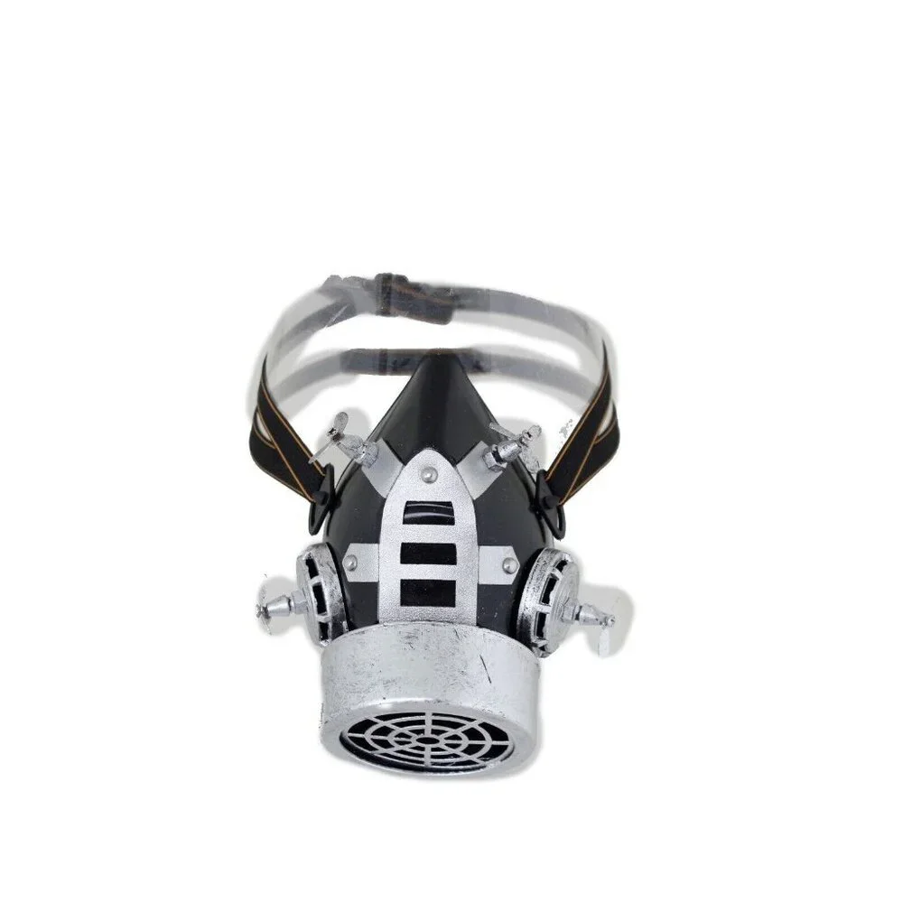 Men Women Face Black Silver Halloween Costume Gas Mask Steampunk Nuke One Size